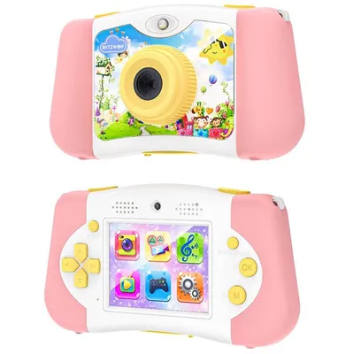 Image de BlitzWolf BW-KC1 Appareil photo pour enfants Design ergonomique incluant des jeux pour enfants et une carte mémoire de 16 Go Rose