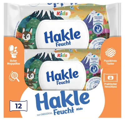 Immagine prodotto di Hakle Feucht Kids, confezione da 12 rotoli di salviette umidificate per bambini