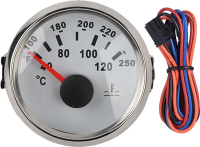 Productafbeelding van 52 mm / 2-inch water temperatuurmeter voor marine-motoren, meetbereik 40-120 °C, geschikt voor boten en campers