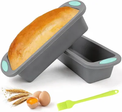 Productafbeelding van 2 siliconen bakvormen voor brood, 28 x 12 x 6,5 cm, inclusief een bakkwast, met antiaanbaklaag en BPA-vrij