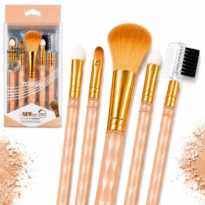 Produktbild von 5-teiliges Set multifunktionaler Make-up-Pinsel, orangefarben