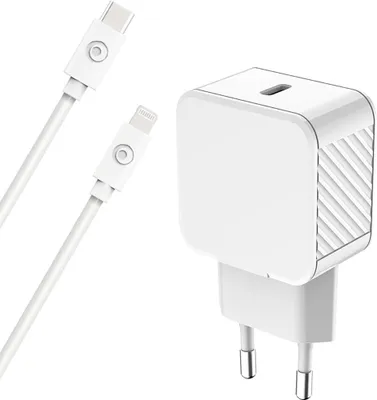 Image de Kit Chargeur USB C 30W PD + Câble USB C / Lightning 1.2m Blanc Bigben