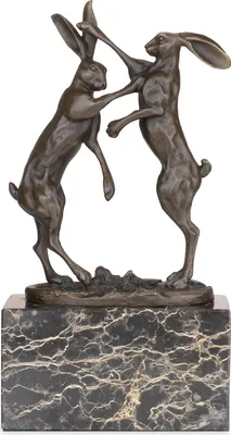 Immagine prodotto di SL-97 SCULTURA IN BRONZO DI DUE LEPRE CHE LOTTA 7,3 x 14,1