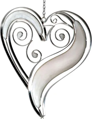 Produktbild von formano Fensterdeko Hänger Weiß / Silber hängend Herz 52 cm Fensterschmuck