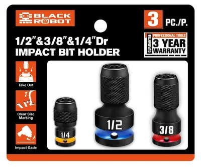 Imagen del producto de Juego de adaptadores para llave de impacto - 3 piezas - Universal - Metal