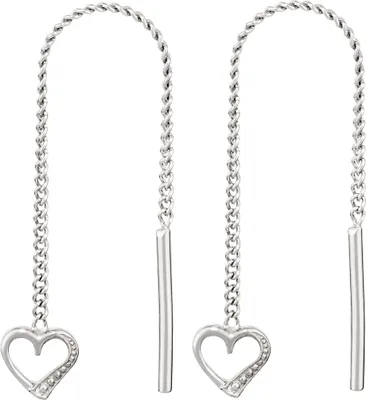 Produktbild von NKlaus Paar Herz Durchzieher 925 Silber glanz rhodiniert 5x5mm Damen Ohrringe 13479