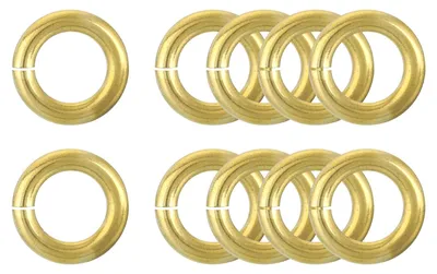 10 offene Federringe 15 mm, Messing 3 mm, Goldton