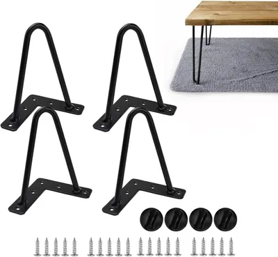 Produktbild von Haarnadelbeine 4 Stück, 15 cm Tischbeine aus Metall in Schwarz für Möbelprojekte