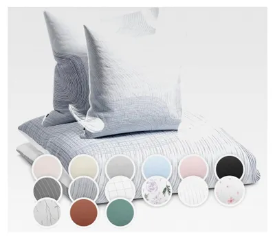 Produktbild von Bettwäsche 200x200 Sommer Bettwäsche 3tlg - , Weich, Atmungsaktiv, Bügelfrei & Knitterfrei - Bettbezug Set aus gebürsteter Mikrofaser mit 65x65cm Kissenbezügen