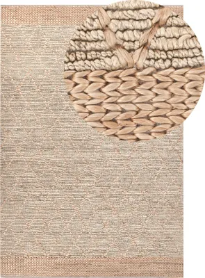 Produktbild von BELIANI Teppich Beige Jute Rechteckig 200 x 300 cm Geometrisches Muster Handgewebt Boho Kurzhaar für Fußbodenheizung Wohnzimmer Ausstattung