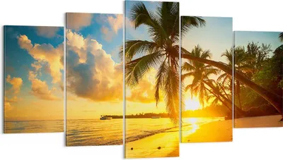 Produktbild von Bild auf Leinwand - Leinwandbild - Meer Strand Palme - 160x85cm - Wand Bild - Wanddeko - Wandbilder - Leinwanddruck - Bilder - Kunstdruck - Wanddekoration - Leinwand bilder - Wandkunst - EA160x85-3922