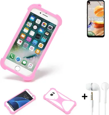 Produktbild von K-S-Trade Bumper + Kopfhörer kompatibel mit LG Electronics K61 Handy Hülle Schutzhülle Silikon Schutz Hülle Cover Case Silikoncase Silikonbumper