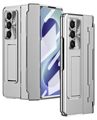 Obrázek produktu pro Pouzdro na Samsung Galaxy Z Fold 8 Ultra s ochranou displeje a objektivu, galvanizované pouzdro se stojánkem Stříbro