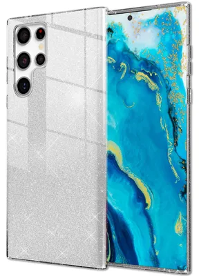 Immagine prodotto di NALIA Robusta Custodia Glitter per Samsung Galaxy S22 Ultra, Custodia protettiva ibrida Glitter lucida Custodia in silicone rinforzata Argento