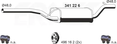 Produktbild von ERNST 341226 Mittelschalldämpfer Schalldämpfer für FORD FOCUS (DAW, DBW) FOCUS Kombi (DNW) FOCUS Stufenheck (DFW)
