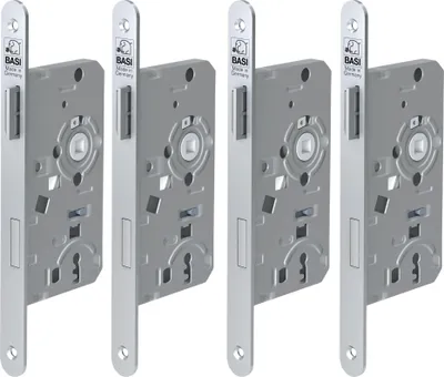 Produktbild von BASI - Einsteck-Zimmertürschloss - SET - 4x ES 922 - Lochung: Buntbart - Stulp abgerundet - DIN Rechts - 4x9220-5511