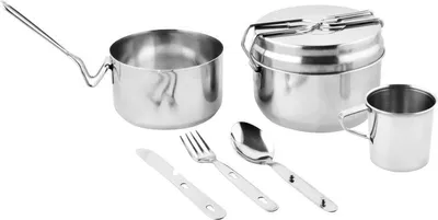 Obrázek produktu pro Kempingová jídelní sada, nerezová ocel 13–15 cm