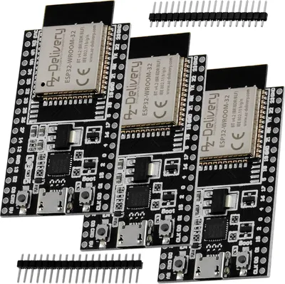 Produktbild von AZ-Delivery Mikrocontroller ESP32 Dev Kit C V4 unverlötet kompatibel mit Arduino, 3x Set