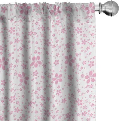 Produktbild von ABAKUHAUS Kirschblüte Vorhänge, Gardinen, Kindische nette rosa Blumen auf weißem Hintergrund scherzt einfaches Design der Mädchen, 2 Stück 75 x 175 cm, Pale Pink Weiß