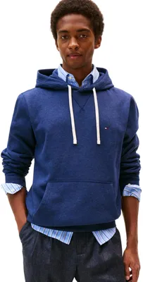 Produktbild von Tommy Hilfiger Herren Hoodie Seasonal Fleece mit Bauchtasche, Blau (Heathered Bl