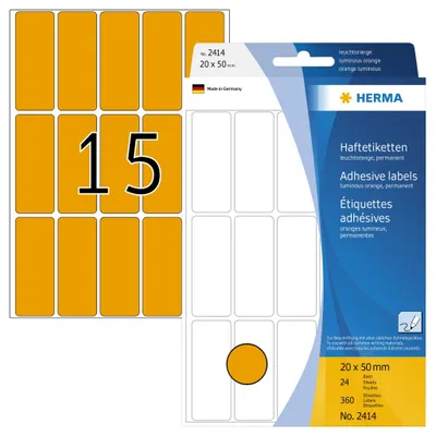 Produktbild von Vielzwecketiketten leuchtorange 20x50 mm Papier matt 360 St.
