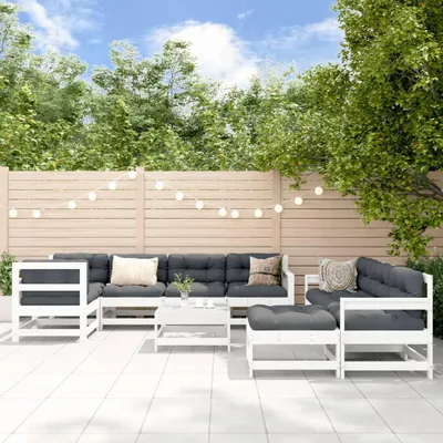 Produktbild von vidaXL 10-tlg. Garten-Lounge-Set Weiß Massivholz Kiefer