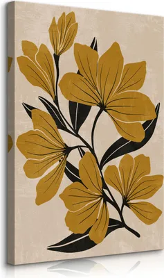 Produktbild von Muralo Leinwandbild Canvas tropische BLUMEN Blätter Abstraktion Wandbild Boho Br. 70cm x Hö. 100cm