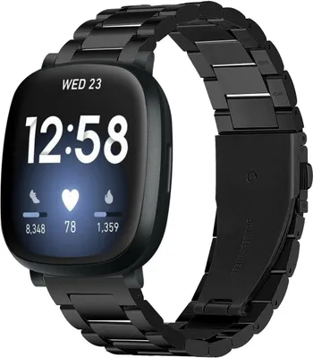 Produktbild von Strap-it Fitbit Versa 3 Stahlband (Schwarz)