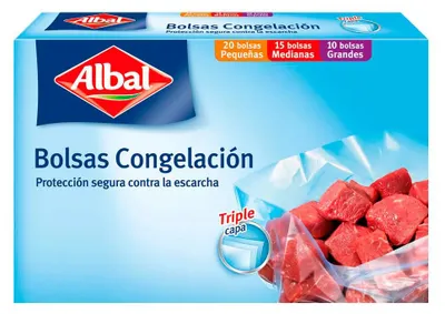 Image de Sacs De Congelation Albal 3 Tailles 45 Unités (20pq+15 Med+10 Large) - Albal