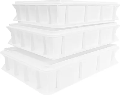 Produktbild von Pizza Lover 3x Pizzaballenbox mit Deckel in weiß - Größe 30x40x7,5 cm Gärbox Teigballen Brotteig Hefeteig & Sauerteig Lebensmittel Box - Pizzazubehör