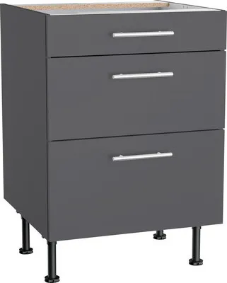 Produktbild von Optifit Schubladenunterschrank Ingvar420 BxTxH 60 x 58,4 x 87 cm anthrazit matt zerlegt KFIN U636-8E+