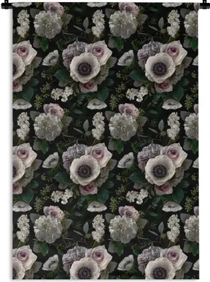 Produktbild von MuchoWow® Wandteppich Wandbehang Blumen - Anemone - Rosen 60x90 cm Tapisserie Dekoration Wandtuch - Foto-Teppich - Abwaschbar