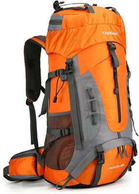 Imagen del producto de Mochila de senderismo de 60 litros, ligera, impermeable, ideal para actividades al aire libre, camping y viajes. Incluye una cubierta impermeable