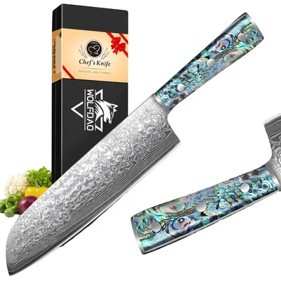 Obrázek produktu pro Nůž Santoku, damascénská ocel, ergonomický design, DO8-BK02, 12,2 palce