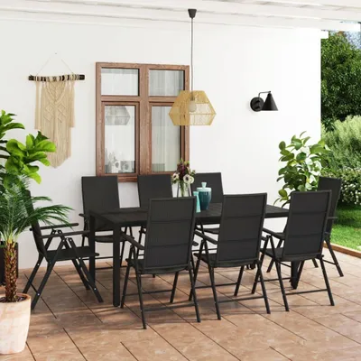 Immagine prodotto di Maison Exclusive - Set da pranzo da giardino 9 pezzi nero
