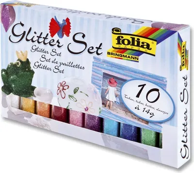Produktbild von folia Glitter-Mix "Rainbow" 10 Tuben à 14 g