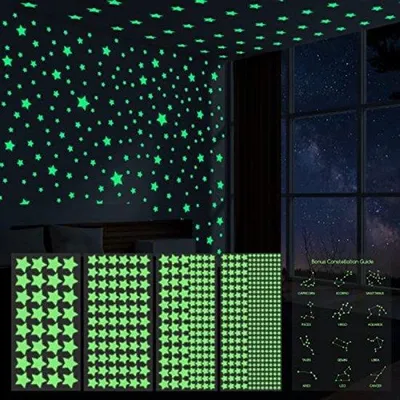 Produktbild von Sterneleuchtende Wandstickers 500 Stück - Leuchtend - Selbstklebend - für Schlafzimmer Dekoration Kinder