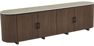 Immagine prodotto di Porta tv ovale in legno e Vetroceramica "Portofino" - 200 x 40 x 55 cm - Marrone