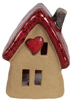 Obrázek produktu pro Clayre & Eef Dekorativní figurka Dům 10x8x13 cm Hnědá červená keramika