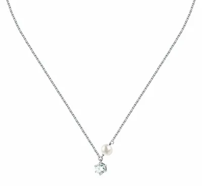 Produktbild von Silberne Halskette mit echter Perle und Zirkonperle SXU54