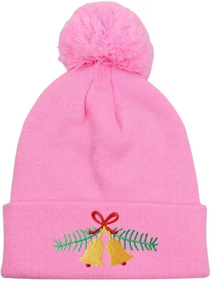 Produktbild von Wollene Herbst- und Wintermütze mit Uhrmotiv, gebordürt, rosa, 56-58 cm