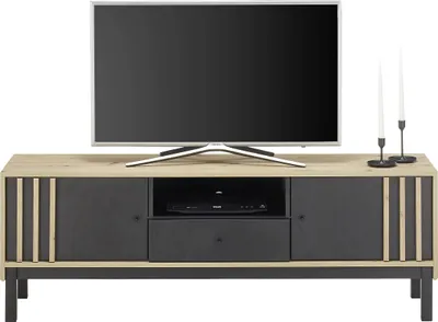 Produktbild von TV Lowboard - 155 x 54 cm - 2 Türen - 1 Schublade - Artisan Eiche Nachbildung - Schwarz