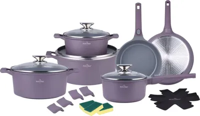 Image de Ensemble de casseroles 19 pièces Swiss Haus-Geneva, aluminium, 18/20/24/28 cm, taupe