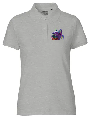Produktbild von Huuraa Damen Polo Shirt Mops Colorful XL Sport Grey Bio Baumwolle Fairtrade Poloshirt Geschenkidee