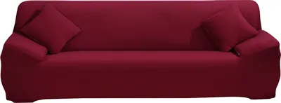 Produktbild von ele ELEOPTION Sofahusse Stretchhusse Sofabezug Polyester Rippstrick (Weinrot, 4 Sitzer für Sofalänge 220-300cm)