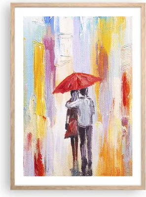 Produktbild von Gerahmtes Poster - Rahmen in heller Eiche - Liebhaber Regenschirm - 50x70 cm - Wand Bild - Wanddeko - Wandbilder - Wandposter - Bilderrahmen - Bilder - Kunstdruck - Wandbild - P2NPA50x70-3692