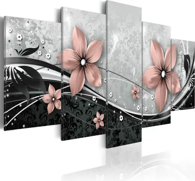 Produktbild von Leinwandbilder 200x100 cm b-A-0075-b-p Vlies Leinwandbild 5 tlg Kunstdruck modern Wandbilder XXL Wanddekoration Design Wand Bild ABSTRAKT BLUMEN ORNAMENT