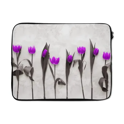 Produktbild von MuchoWow® Laptop Hülle 15 Zoll Blumen - Tulpen - Lila Laptoptasche - Laptoptasche - Sleeve - Rundum-Schutz