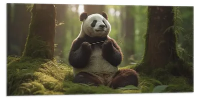 Productafbeelding van Vlag - Panda - Dier - Bos - 100x50 cm Foto op Polyester Vlag