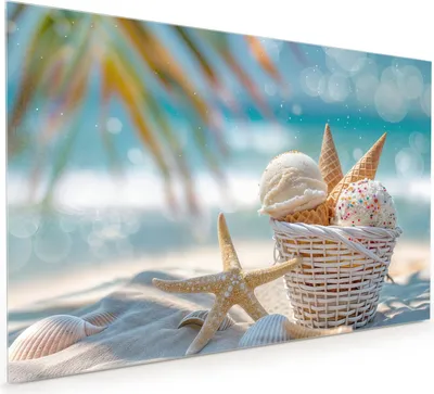 Produktbild von Küchenrückwand Spritzschutz Glas mit Motiv Sommer Eiskörbchen 40 x 40 cm